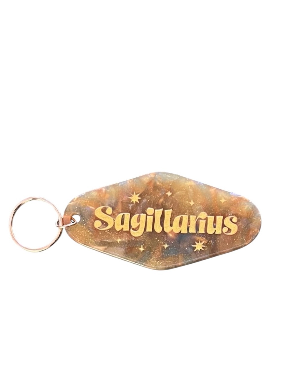 Sagittarius Gold Star Glitter Astrological Zodiac Sign Nov 22 - Dec 21 Keychain